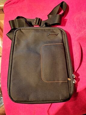 Briggs & Riley Black Messenger Bag with Orange Stitching